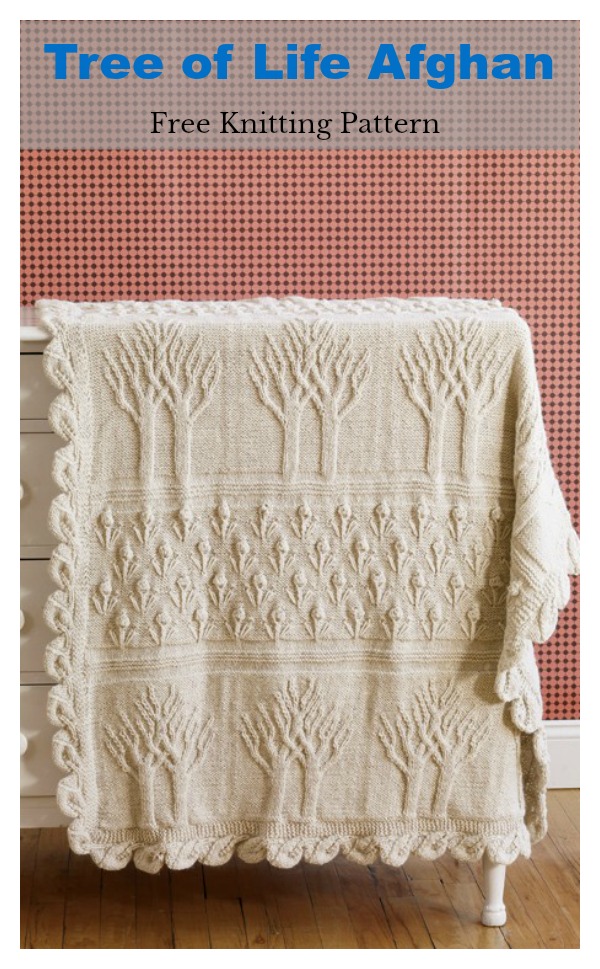 Coperta afghana albero della vita modello di maglia gratuito