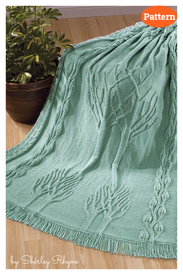 Twin Trees Afghan Blanket Knitting Pattern