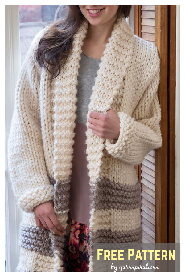 Cozy Collar Coat Free Knitting Pattern