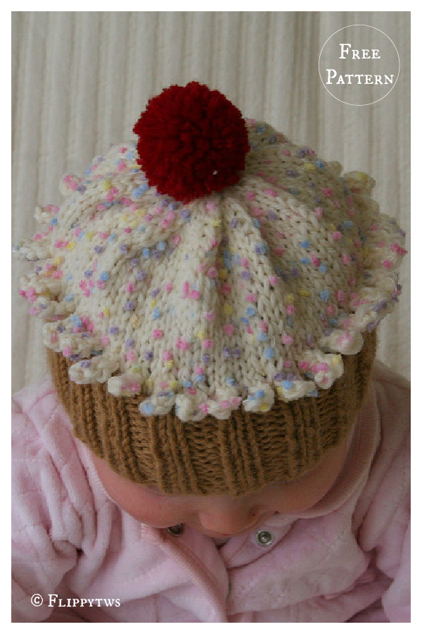 Cupcake Hat Free Knitting Pattern 