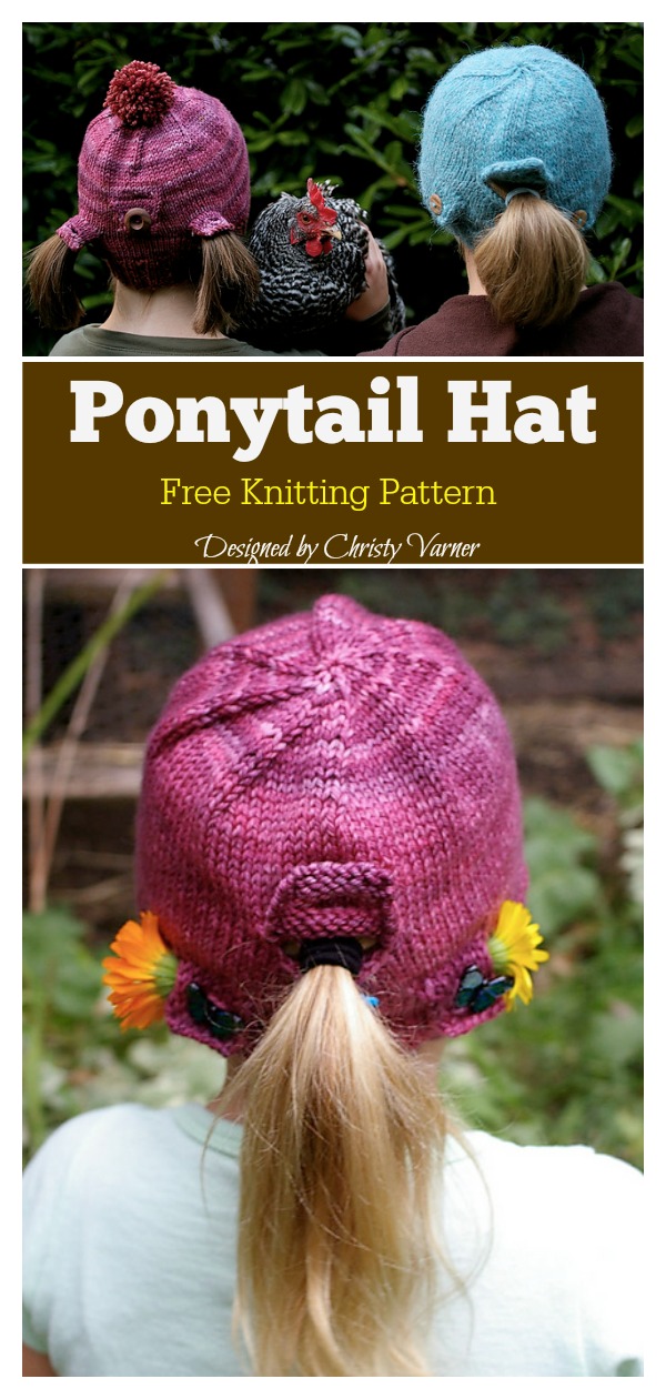 Ponytail Hat Free Knitting Pattern