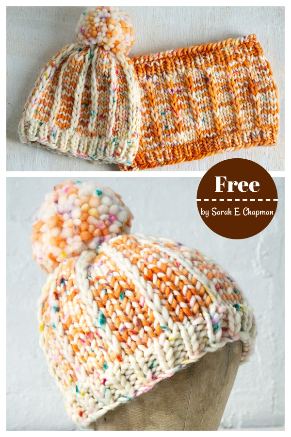 Rise and Shine Hat and Cowl Set Free Knitting Pattern