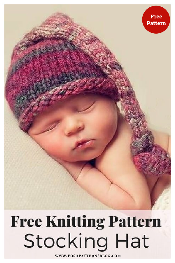 Stocking Baby Hat Free Knitting Pattern 