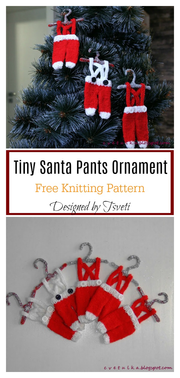 Tiny Santa Pants Ornament Free Knitting Pattern