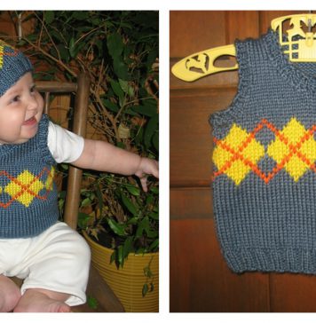 Baby Argyle Vest and Hat Free Knitting Pattern Baby Argyle Vest and Hat Free Knitting Pattern