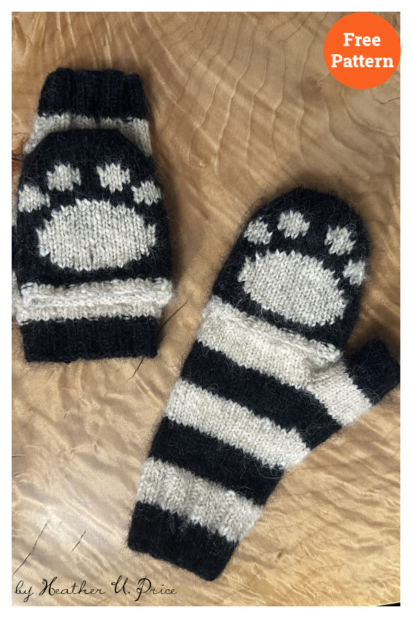 Cats Paw Flip Mittens Free Knitting Pattern