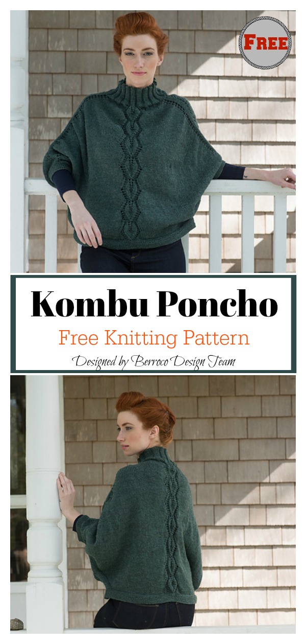 Kombu Poncho Free Knitting Pattern