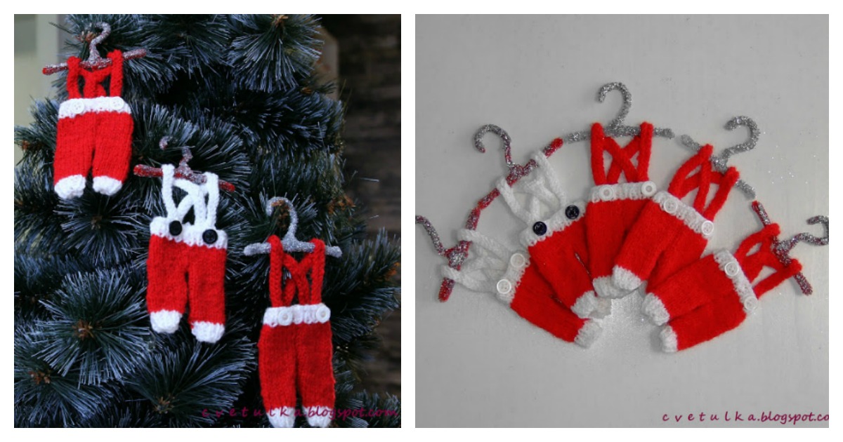 Tiny Santa Pants Ornament Free Knitting Pattern