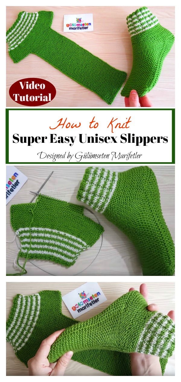 How to Knit Super Easy Unisex Slippers
