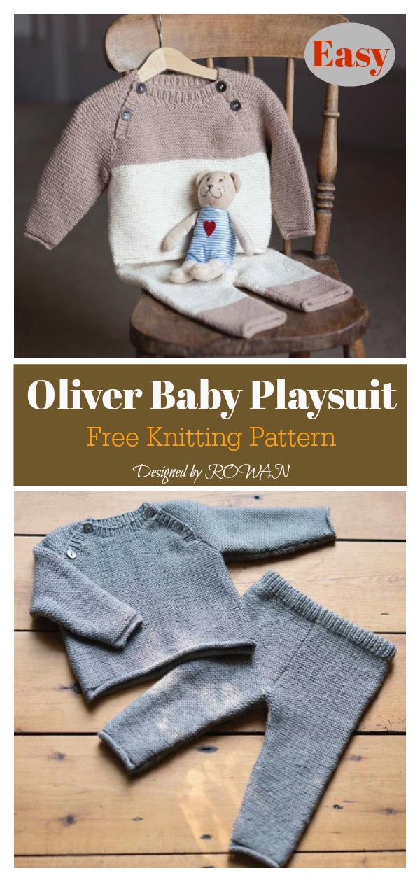 Oliver Baby Playsuit Free Knitting Pattern 
