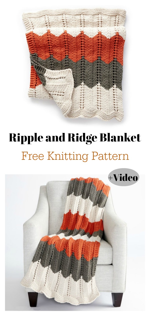 Ripple and Ridge Afghan Blanket Free Knitting Pattern and Video Tutorial