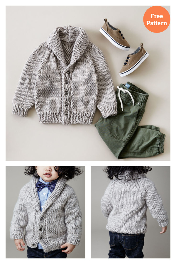 Shawl Collar Baby Cardigan Free Knitting Pattern