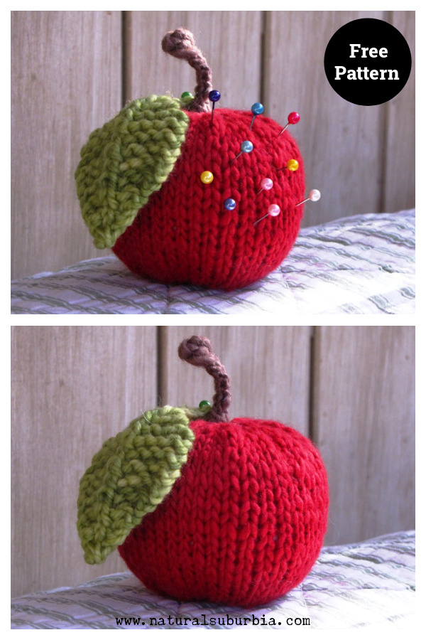 Apple Pincushion FREE Knitting Pattern 
