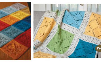 Lace Block Blanket Free Knitting Pattern & Paid