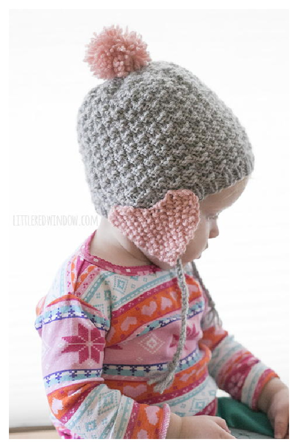 Valentine Heart Earflap Hat Free Knitting Pattern