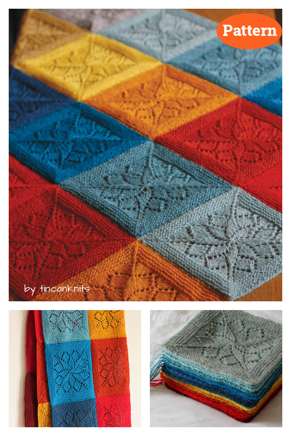 Vivid Lace Block Blanket Knitting Pattern