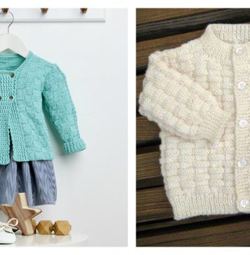 Basket Weave Baby Cardigan Free Knitting Pattern
