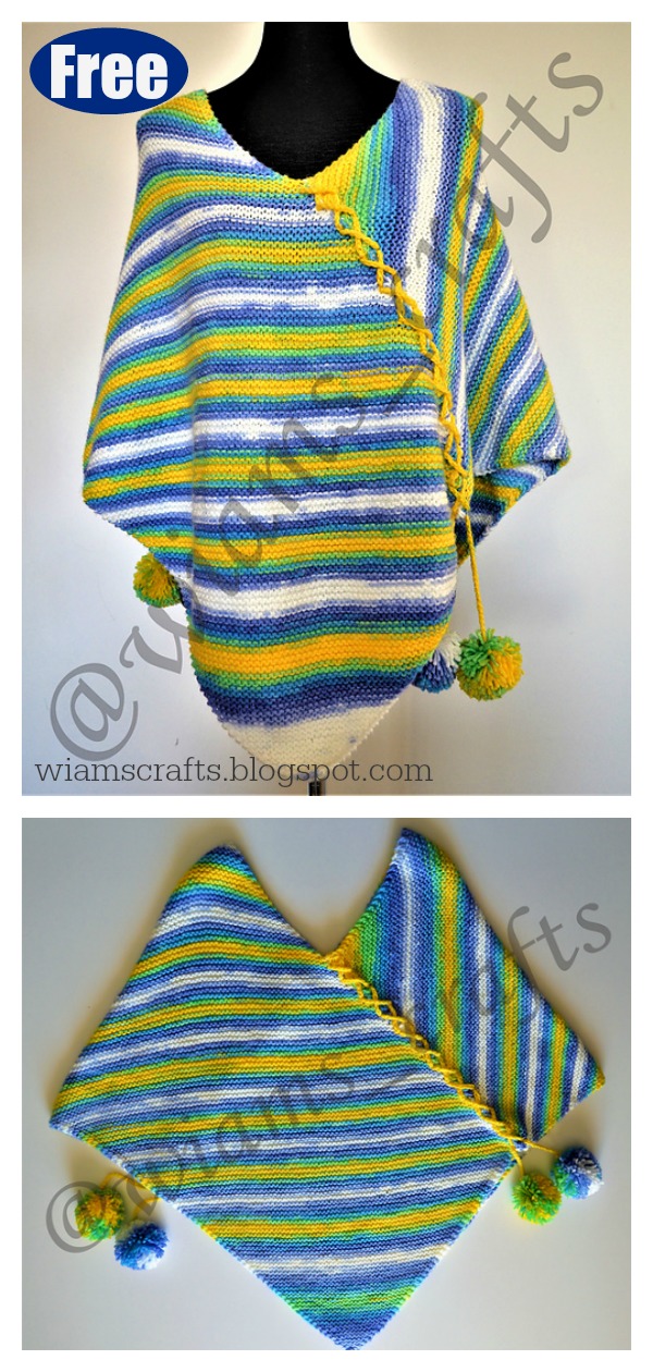 Easy Garter Stitch Poncho Free Knitting Pattern