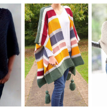 Easy Garter Stitch Poncho Free Knitting Patterns