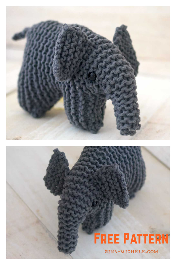 Flat Knit Plush Elephant Free Knitting Pattern