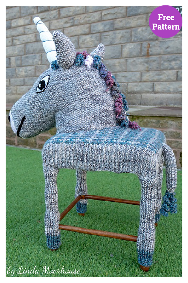 Unicorn Stool Cover Free Knitting Pattern 