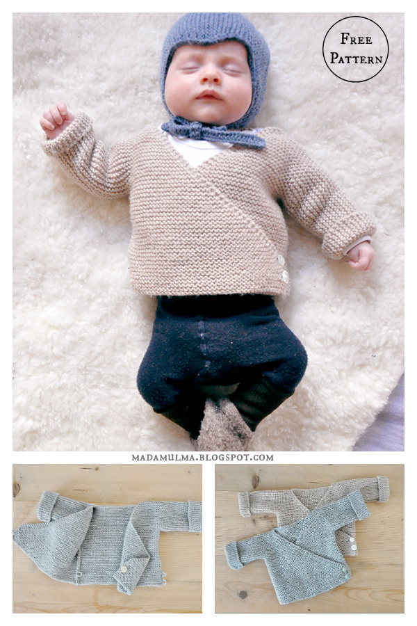 Wrapover Baby Cardigan Free Knitting Pattern
