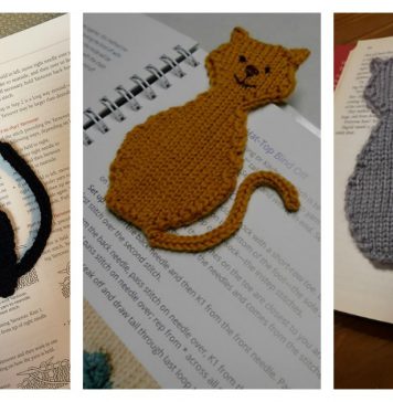 Cat Silhouette Bookmark Free Knitting Pattern