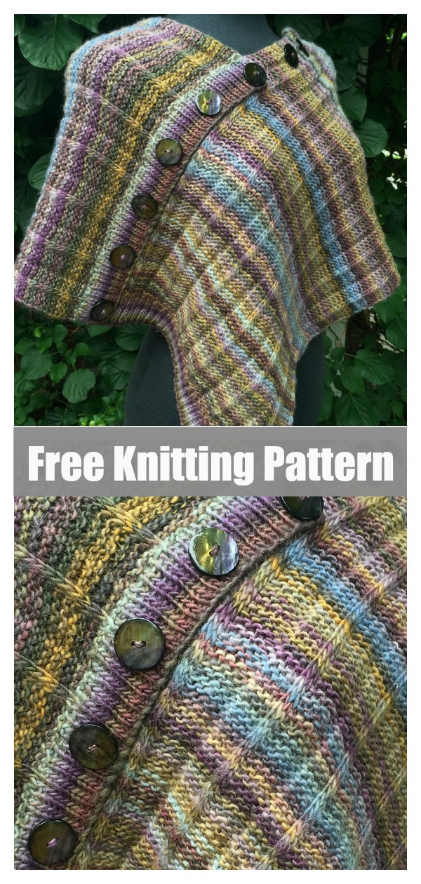 Easy Button Poncho Free Knitting Pattern 