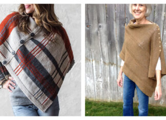 Easy Button Poncho Free Knitting Pattern