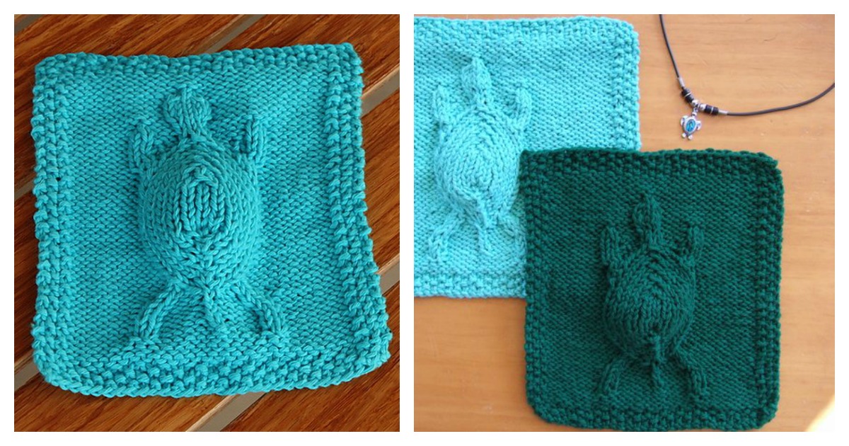 Embossed Turtle Dishcloth Free Knitting Pattern