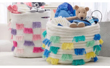 Fringed Basket Free Knitting Pattern