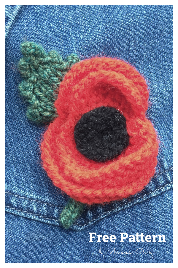 Poppy Brooch Free Knitting Pattern
