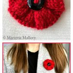 Ribbed Poppy Brooch Free Knitting Pattern