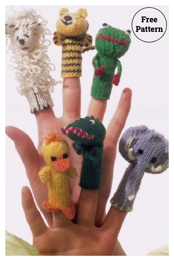 Animal Finger Puppets free Knitting Pattern