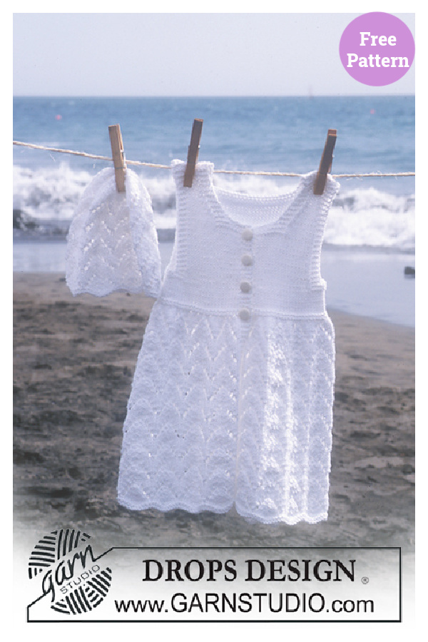 Beach Baby Dress and Hat Free Knitting Pattern 