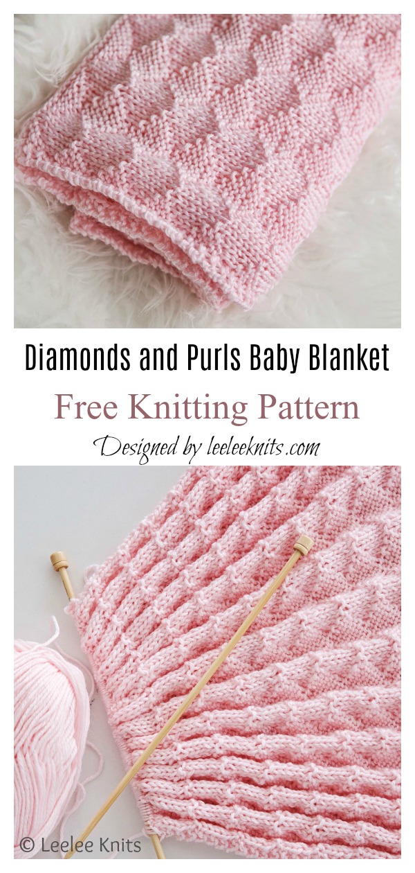 Yellow Diamonds Hand Knitted Baby Blanket