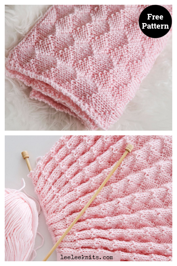Diamonds and Purls Baby Blanket Free Knitting Pattern