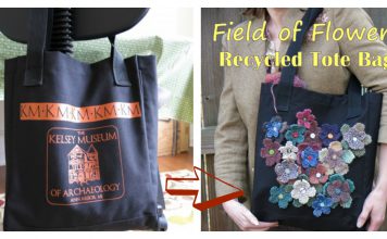 Field of Flowers Recycled Tote Bag Free Knitting Pattern