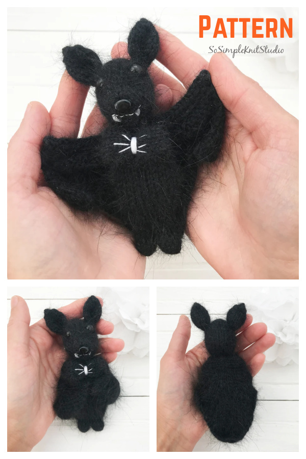 Halloween Bat Toy Knitting Pattern