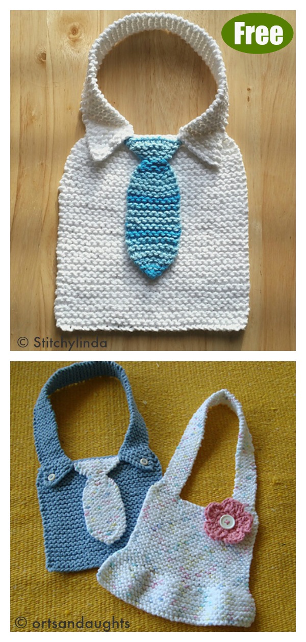 Manly Baby Bib Free Knitting Pattern