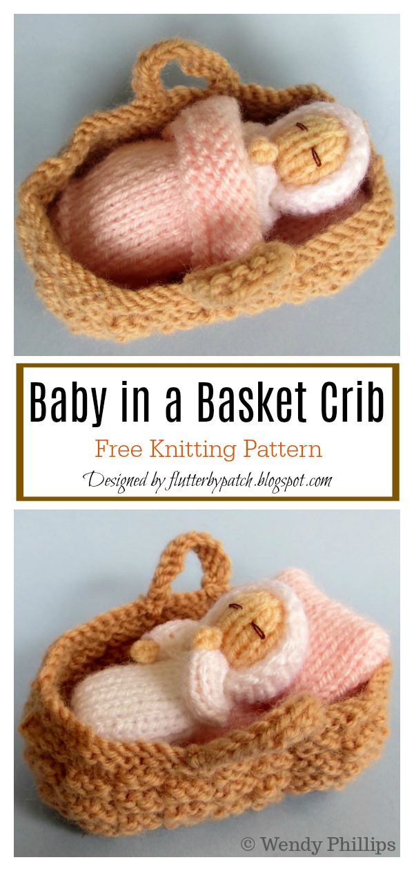 Baby in a Basket Crib Free Knitting Pattern