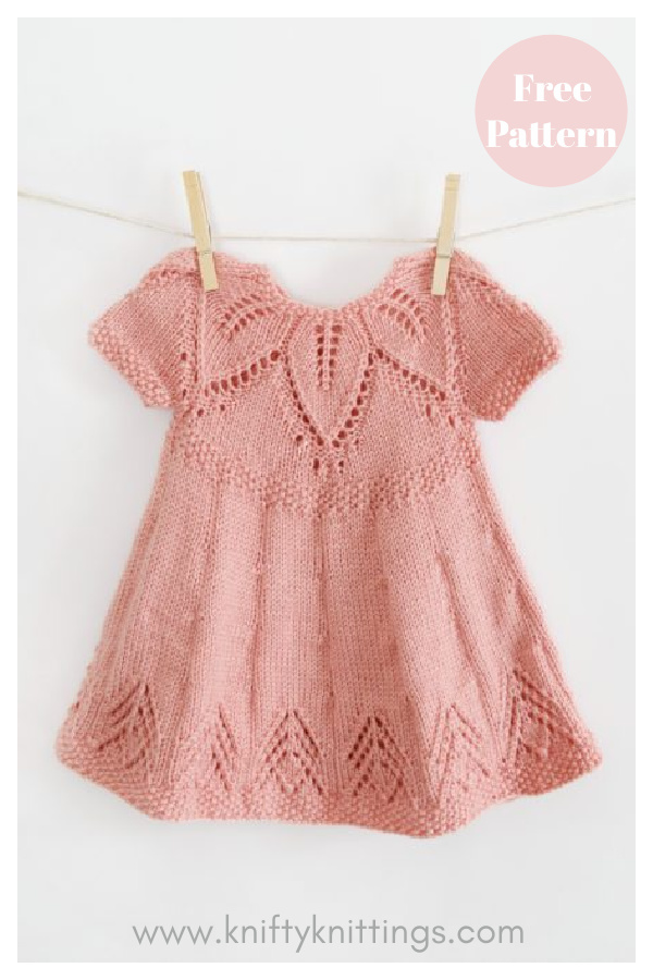 Fairy Leaves Baby Dress Free Knitting Pattern 