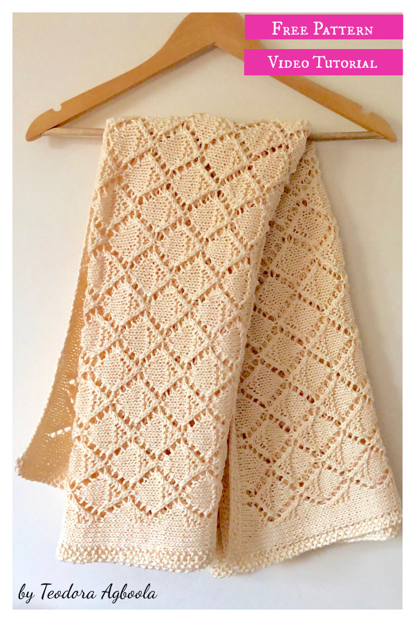 Lacy Diamonds Baby Blanket Free Knitting Pattern and Video Tutorial 