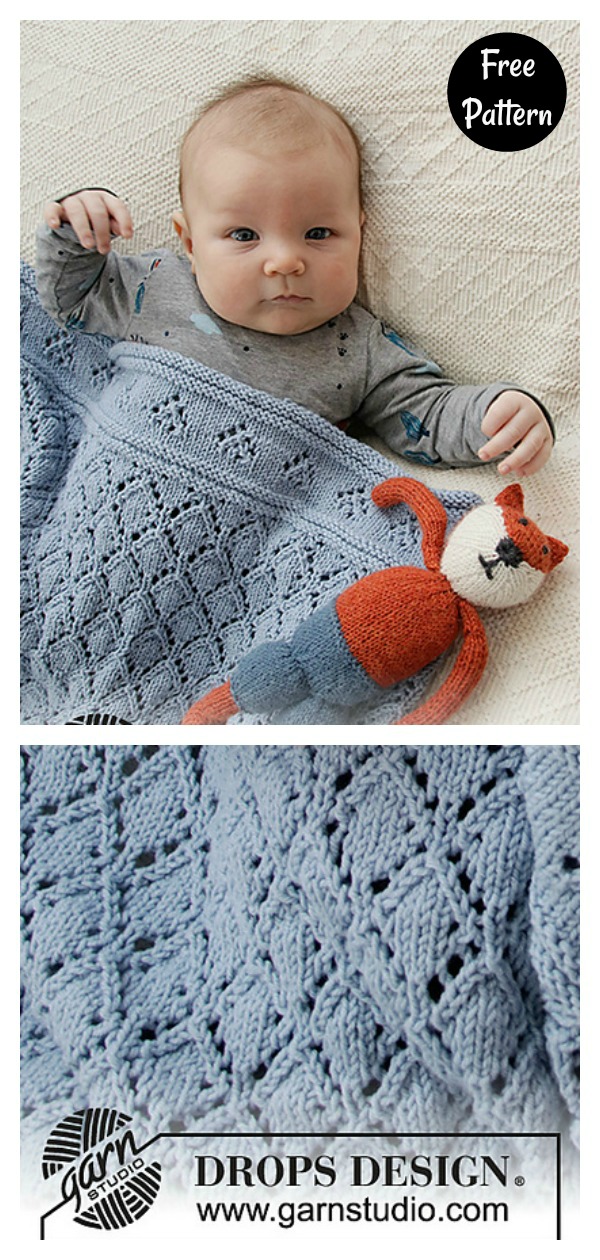 Lacy Diamonds Baby Blanket Free Knitting Pattern