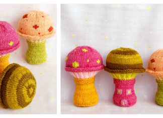 Mushroom Baby Rattle Soft Toy Free Knitting Pattern