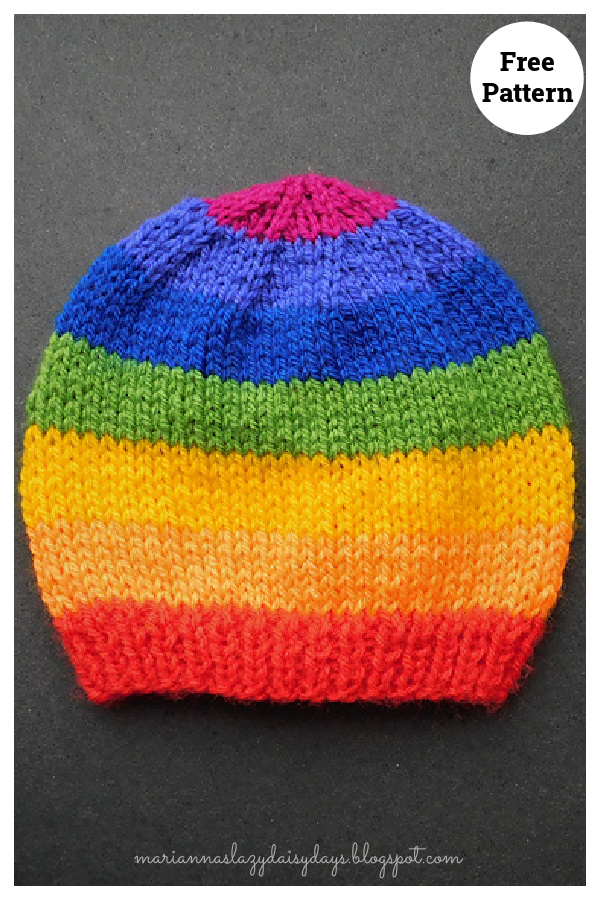 Rainbow of Hope Bay Hat Free Knitting Pattern