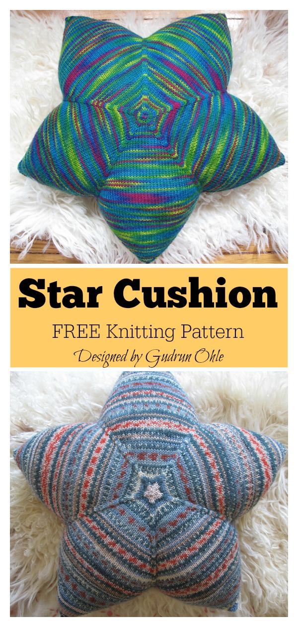 Star Shaped Pillow Free Knitting Pattern