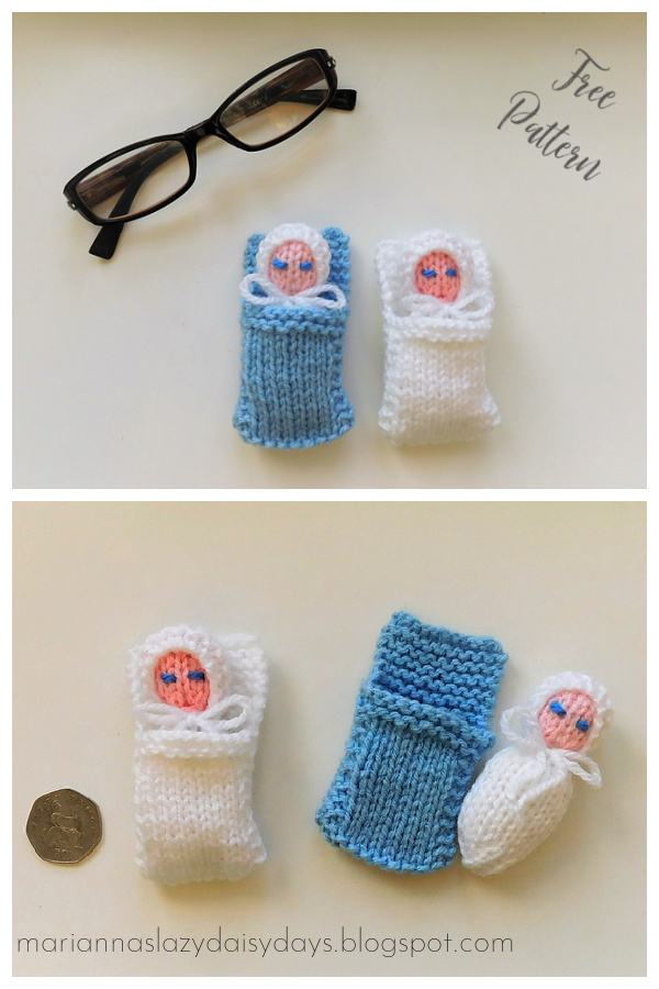 Tiny Baby in Sleeping Bag Free Knitting Pattern