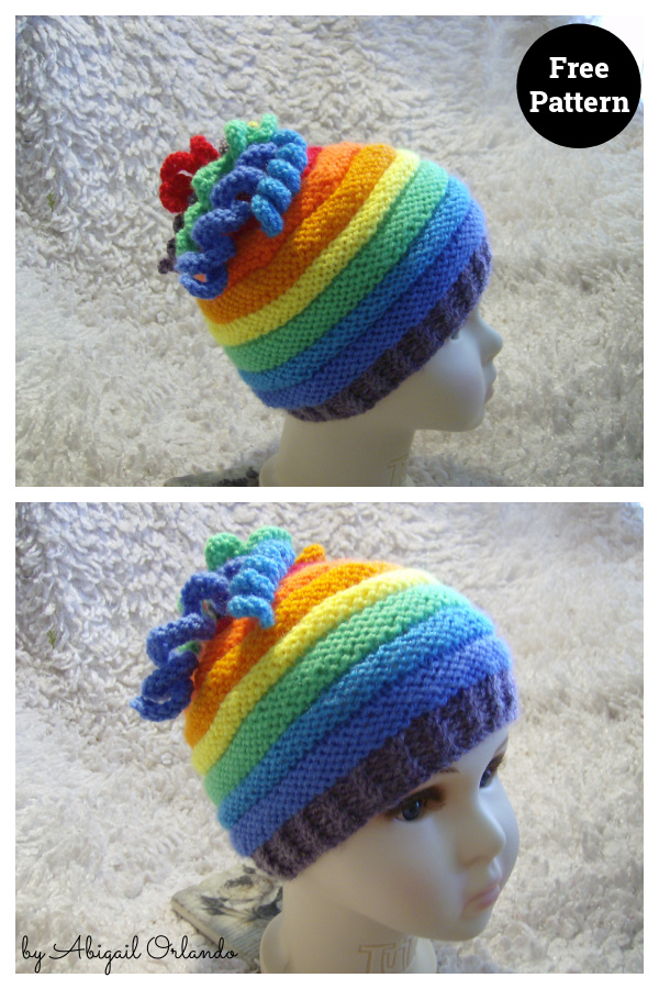 whirlygig Rainbow Hat Free Knitting Pattern
