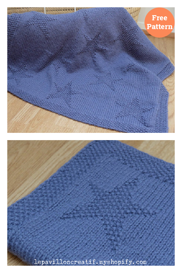 Baby Blanket with Stars Free Knitting Pattern